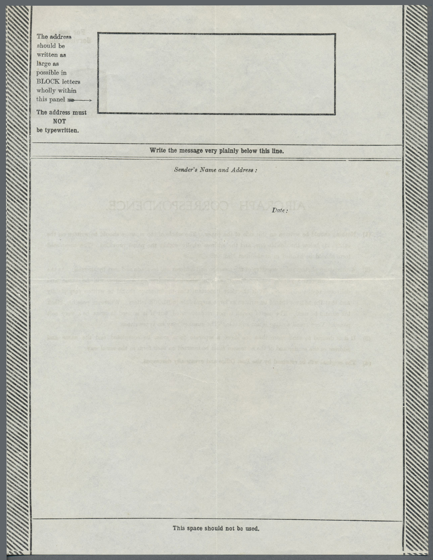 GA Ceylon / Sri Lanka: 1943 Aerogramme Etc.: First Airgraph Form For Service Personnel, With Two Imprints KGVI. 10c Grey - Sri Lanka (Ceylan) (1948-...)