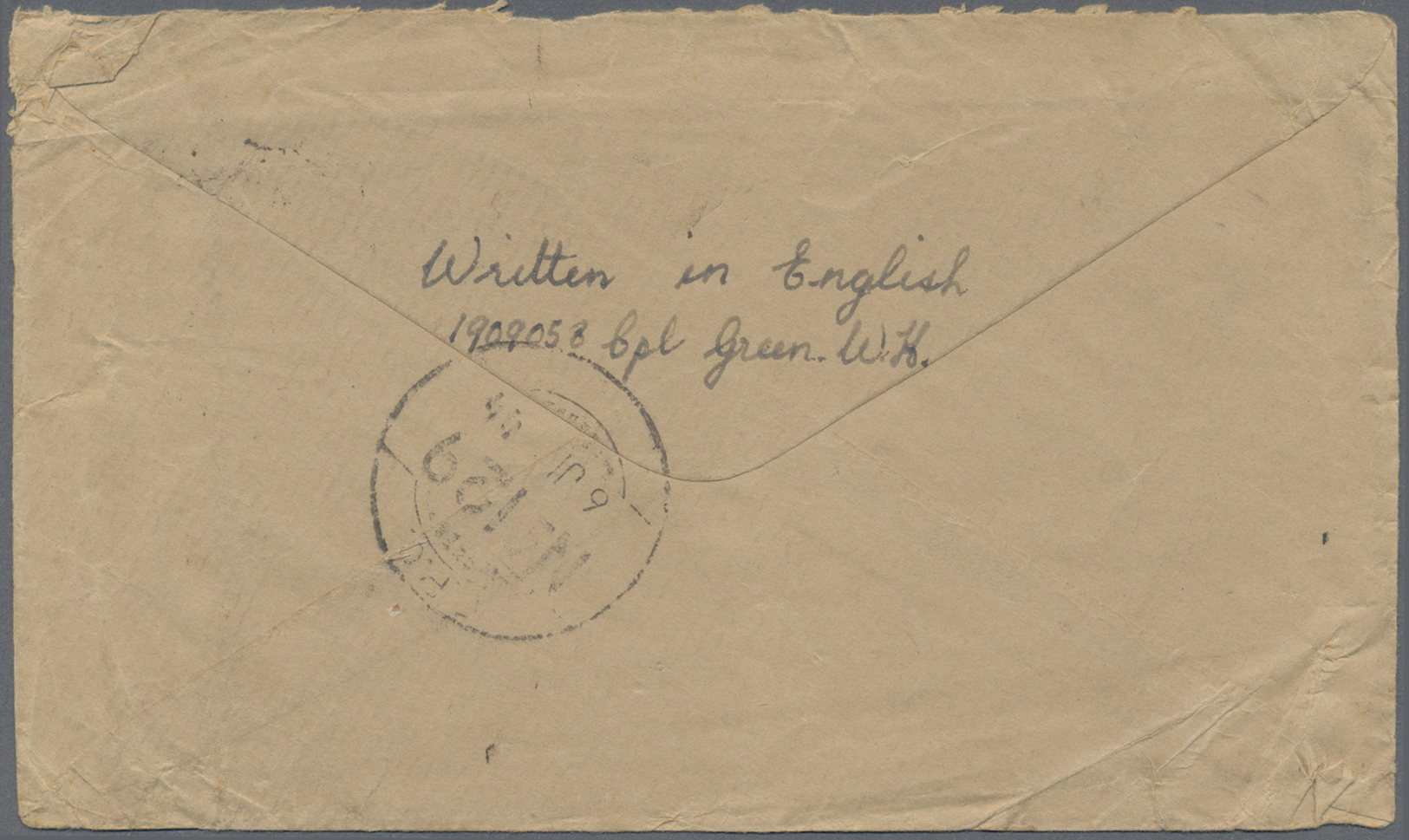 Br Ceylon / Sri Lanka: 1944. Stampless Envelope Endorsed 'On Active Service' Addressed To England Cancelled By 'E.A./A.P - Sri Lanka (Ceylan) (1948-...)