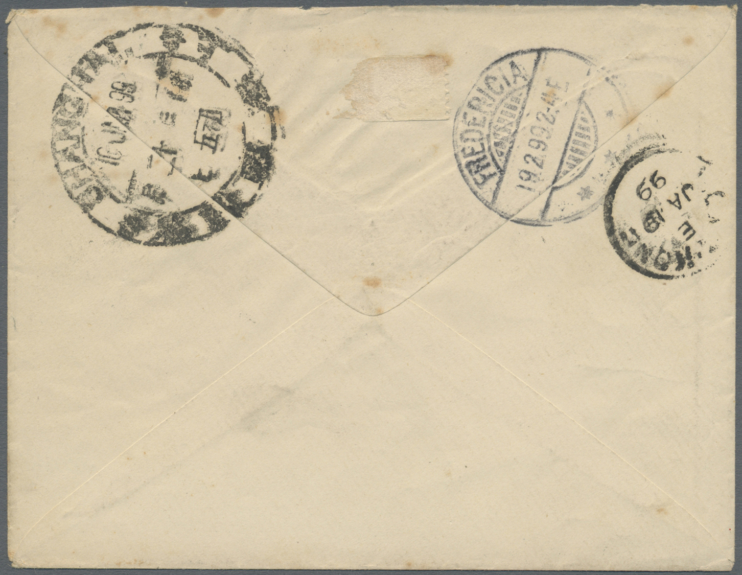 Br China: 1898, Coiling Dragon 10 C. Tied Large Dollar "CHEFOO 12 JAN 99" To Small Cover In Combination W. HK QV 10 C. L - Other & Unclassified