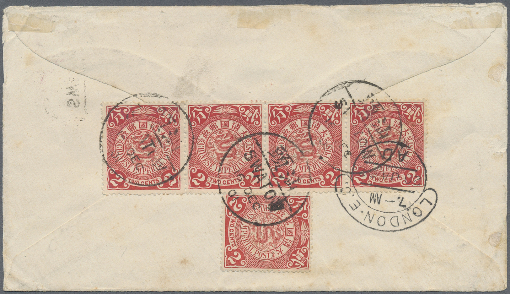 Br China: 1901. Envelope (small Faults) Addressed To London Bearing Chinese Imperial Post SG 110, 2c Red (5) Tied By Swa - Other & Unclassified