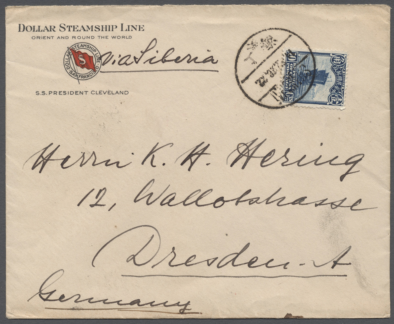 Br China: 1921/26, Three Covers Franking With 10 Cts Blue From German Trading Company &bdquo;Carlowitz & Co. Hankow&rdqu - Other & Unclassified