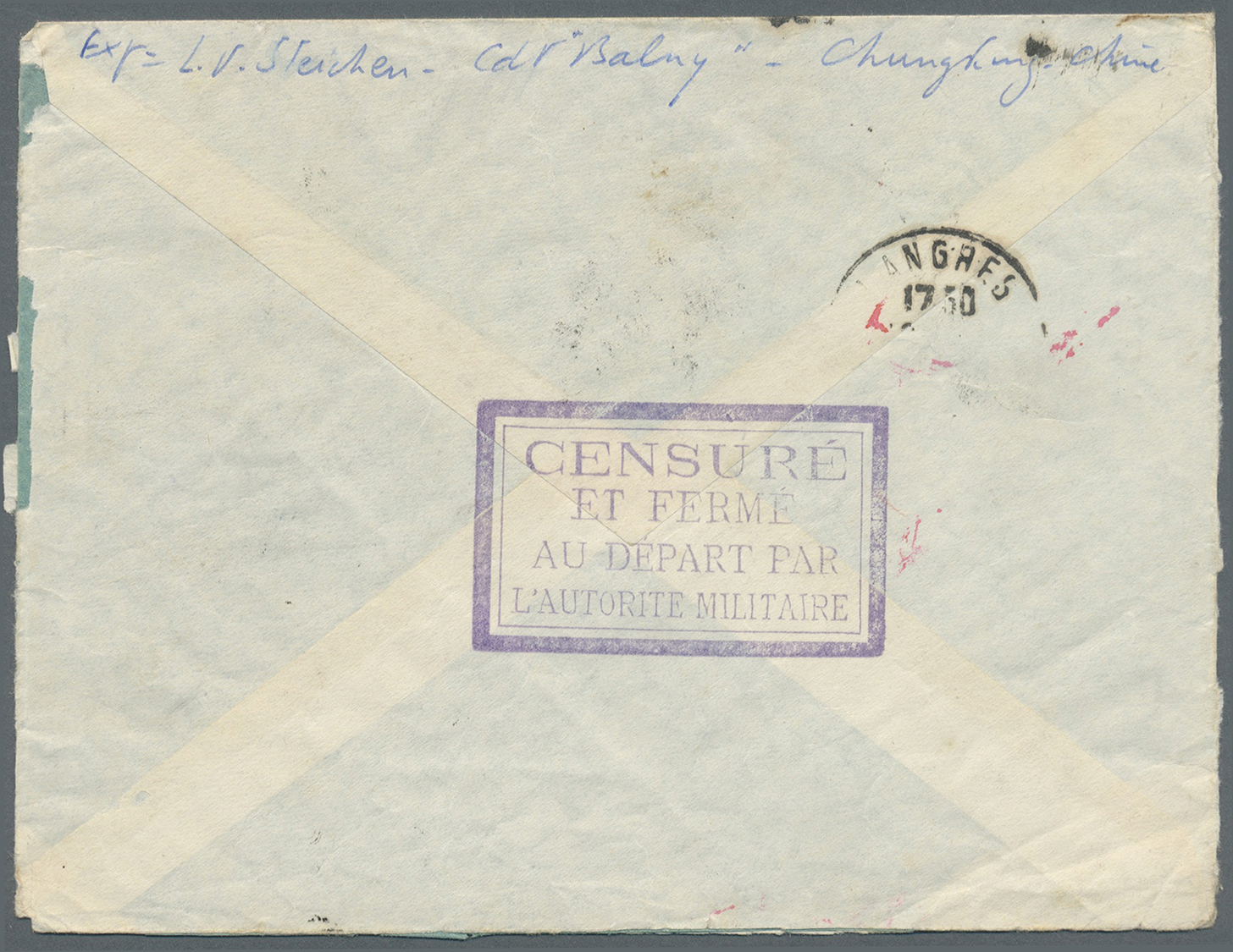 Br China: 1932. Air Mail Envelope (three Sides Open) Headed 'Flottille Du Yang-Tse/Canonniere "Balny"' And Written From - Autres & Non Classés