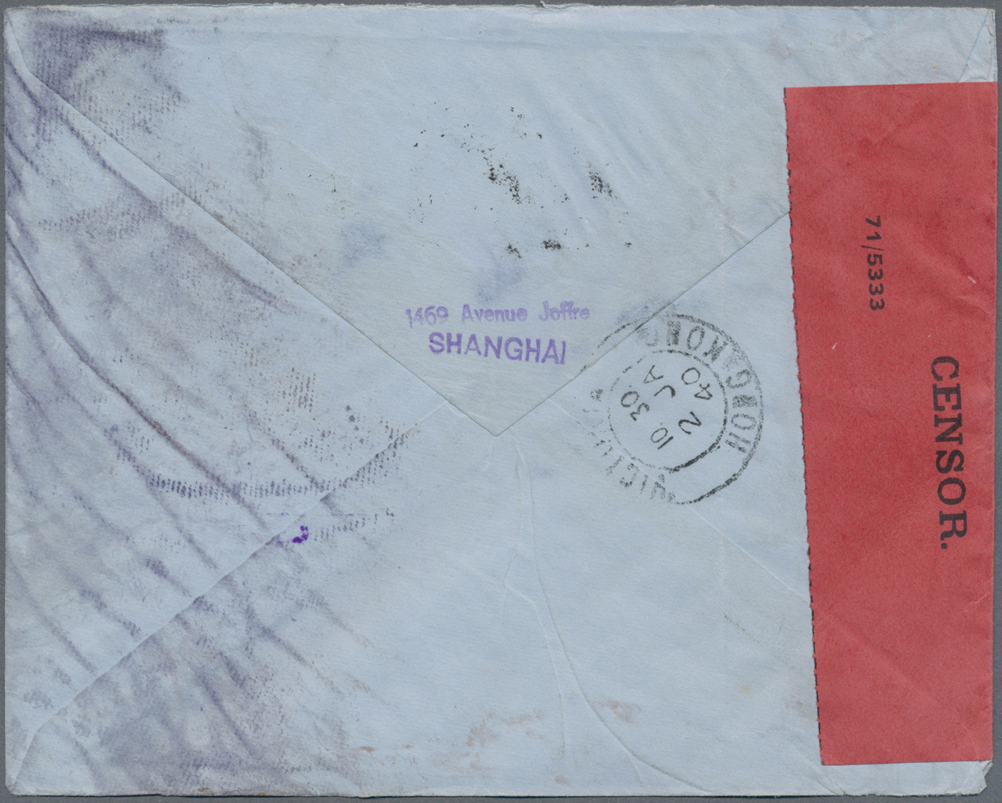 Br China: 1939. Air Mail Envelope Addressed To Switzerland Bearing China SG 424, 25c Orange And SG 430, $2 Bistre Tied B - Other & Unclassified