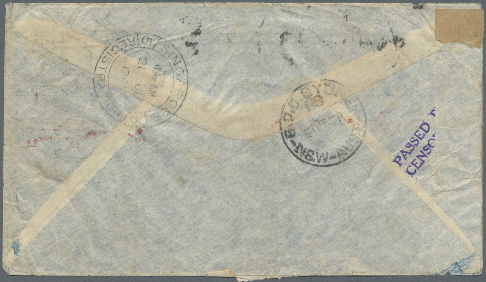 Br China: 1941. Registered Air Mail Envelope Addressed To Australia Bearing SG 495a, 50c Blue, SG 496a, $1 Brown And Gre - Autres & Non Classés