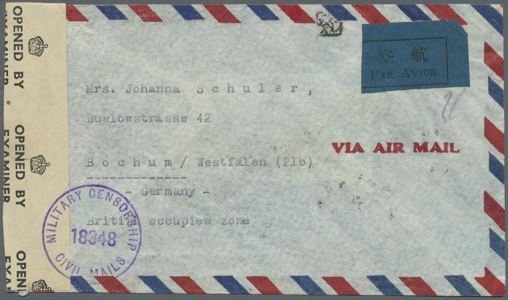 Br China: 1945, Victory $300 With 1946 $500/3 C. Tied "Peiping 22.10.35"  (October 22, 1946) To Reverse Of Air Mail Cove - Other & Unclassified