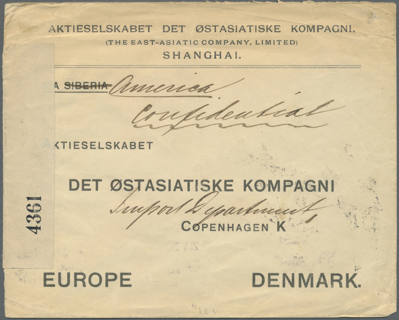 Br China - Fremde Postanstalten / Foreign Offices: United States, 1917. Censored Envelope To Denmark Bearing United Stat - Autres & Non Classés