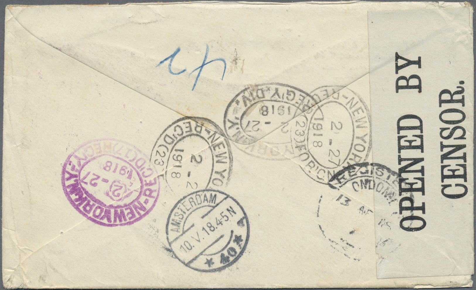 Br China - Fremde Postanstalten / Foreign Offices: United States, 1918. Registered Envelope Addressed To Holland Bearing - Other & Unclassified