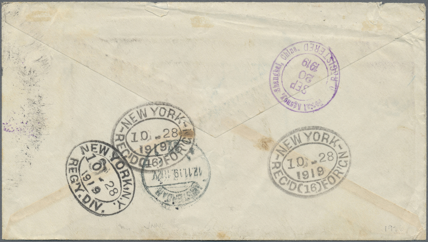 Br China - Fremde Postanstalten / Foreign Offices: United States, 1919. Registered Envelope Addressed To Holland Bearing - Other & Unclassified