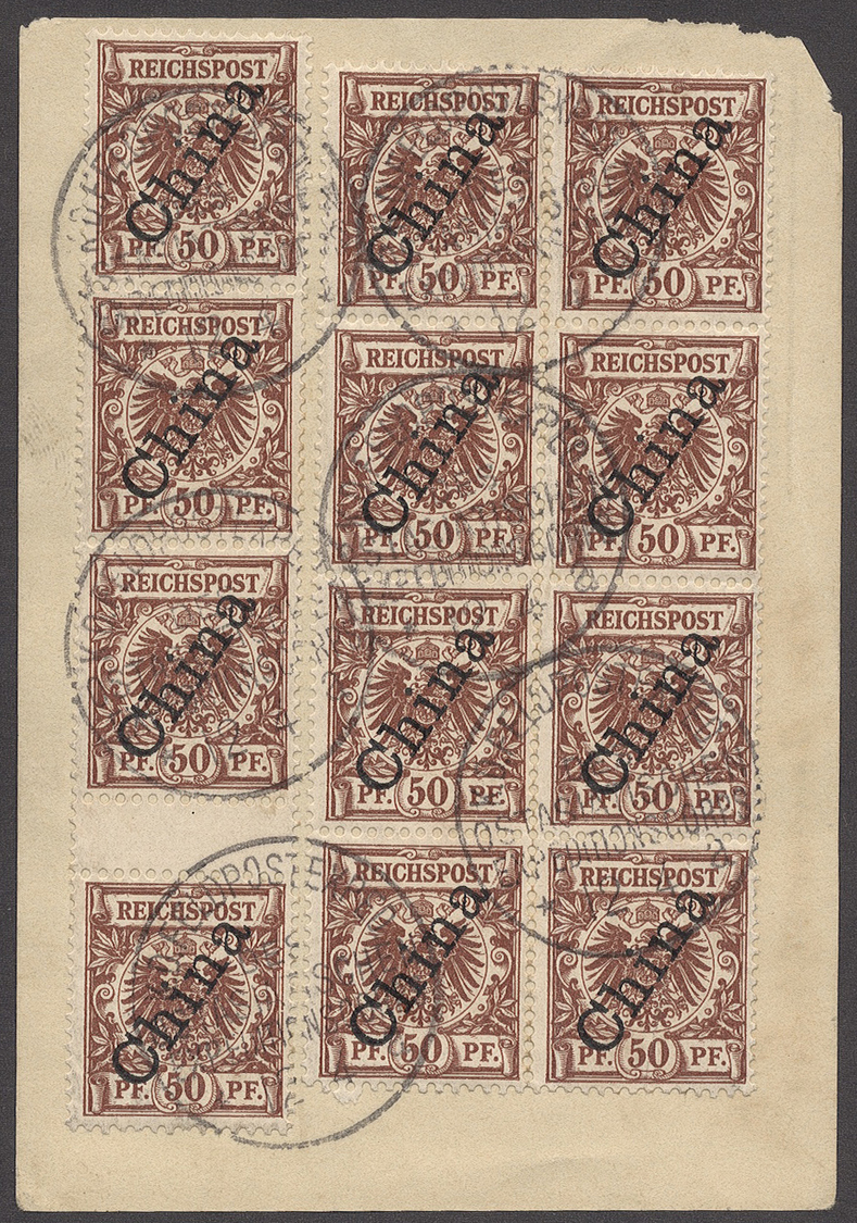 Br China - Besonderheiten: German Fieldpost In China: 1901, Overprint Issue 50 Pfg., Block Of 8 And Vertical Strip Of 4 - Altri & Non Classificati