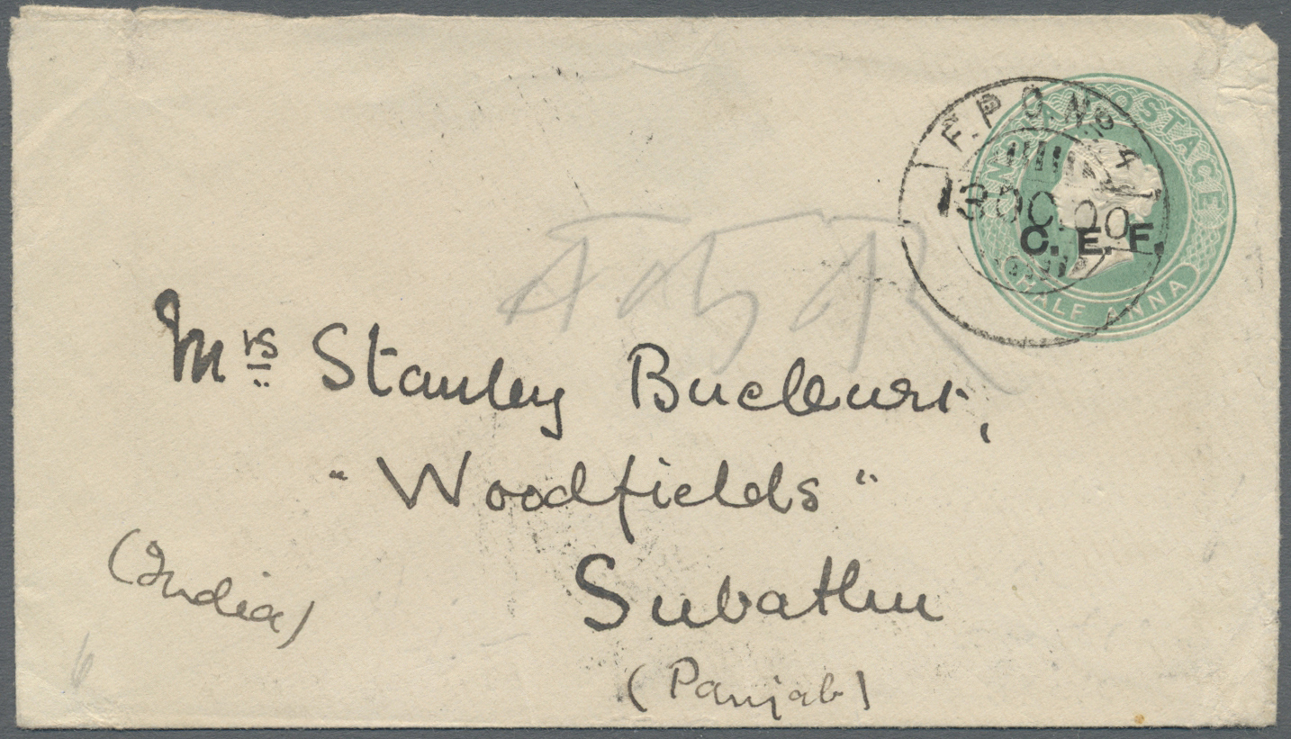 GA China - Besonderheiten: Foreign Offices, India, C. E. F., Envelope QV 1/2 A. Uprated On Reverse QV 1 A. Canc. "F. P. - Altri & Non Classificati