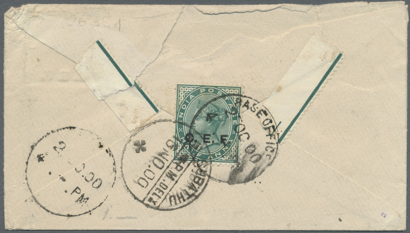 GA China - Besonderheiten: Foreign Offices, India, C. E. F., Envelope QV 1/2 A. Uprated On Reverse QV 1 A. Canc. "F. P. - Altri & Non Classificati