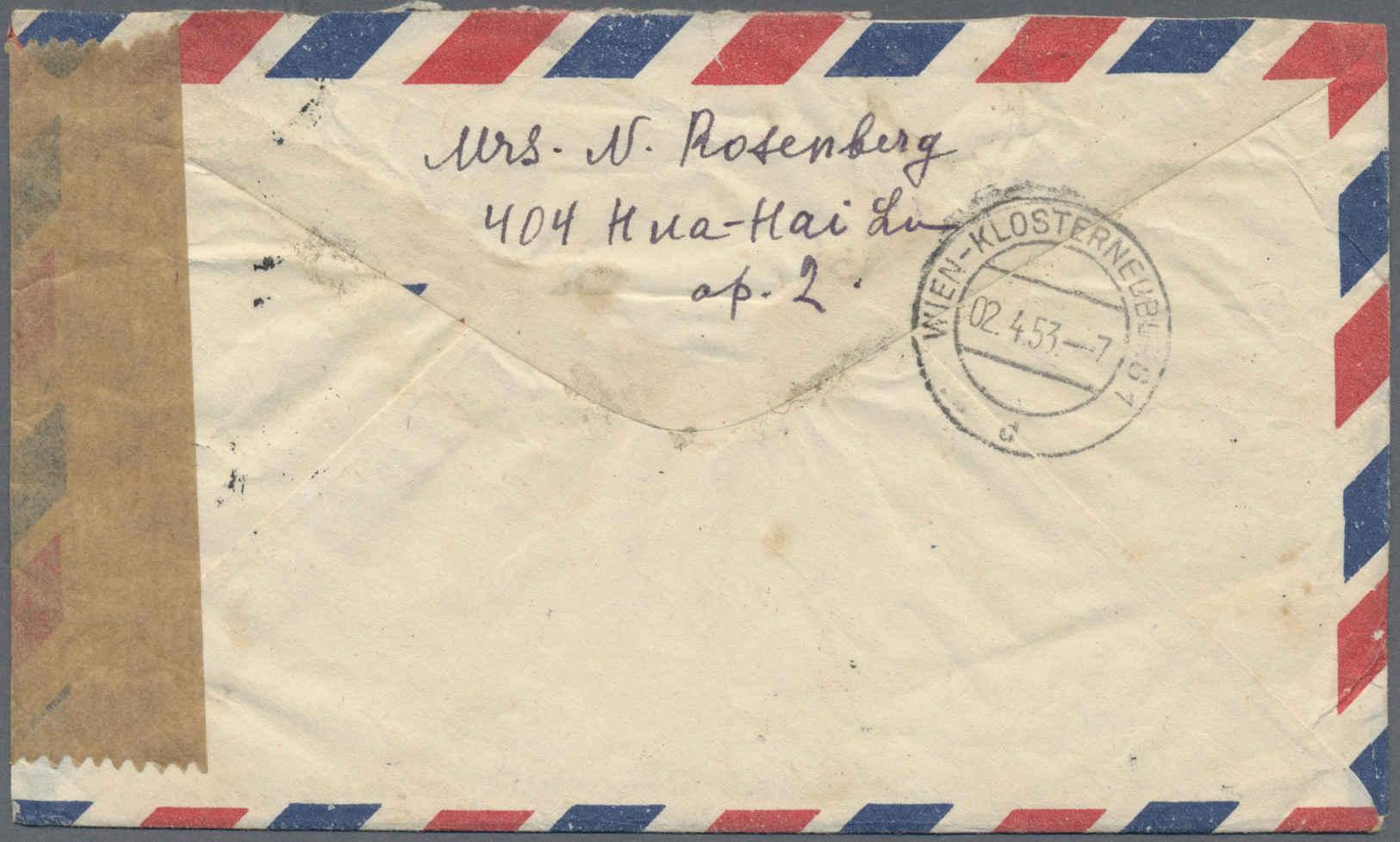 Br China - Volksrepublik: 1950/51, Airmail $10.000 W. Tien An Men $3.000 Tied "Shanghai 53.3.17" To Small Size Air Mail - Other & Unclassified