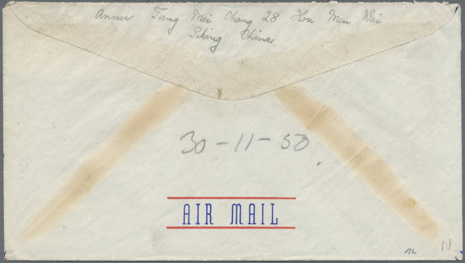 Br China - Volksrepublik: 1950, Tien An Men Air Mail Covers Peking To Denmark (2); Also 1948 Plum Blossoms Used Peiping - Autres & Non Classés