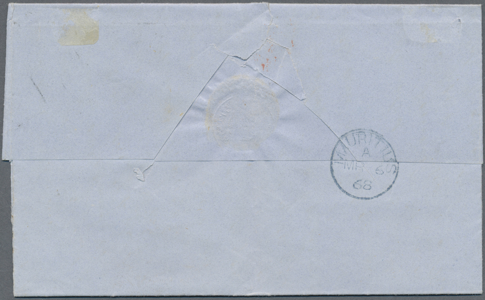 Br Französisch-Indien: 1868. Envelope Addressed To Mauritius Bearing French General Colonies 'Eagle' Yvert 6, 80c Rose T - Covers & Documents