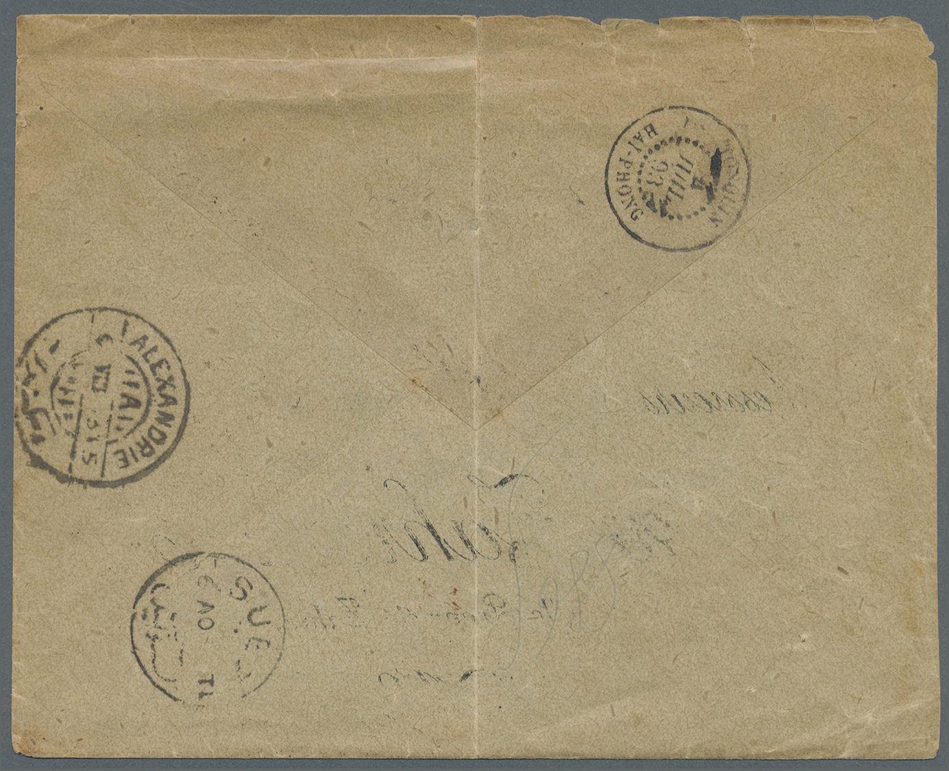 Br Französisch-Indochina: 1893. Registered Envelope (opening Faults And Vertical Crease) To Egypt Bearing Indo-China Yve - Covers & Documents