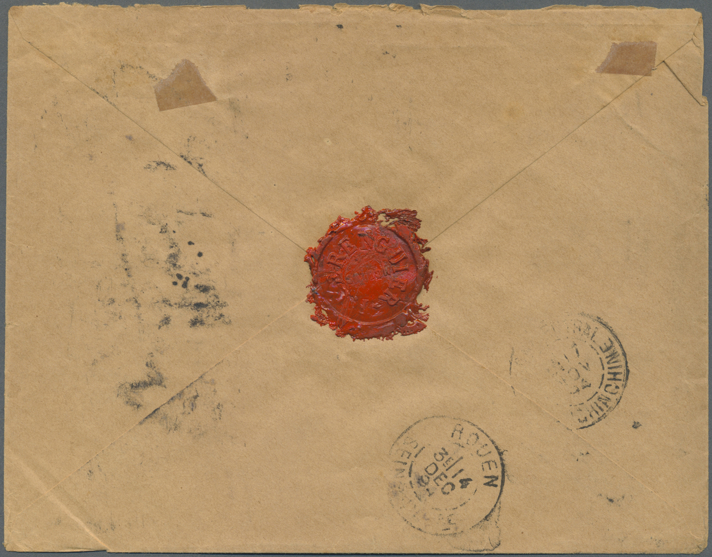 Br Französisch-Indochina: 1894. Registered Envelope (roughly Opened) To France Bearing Lndo-China Yvert 3, 1c Black/azur - Lettres & Documents