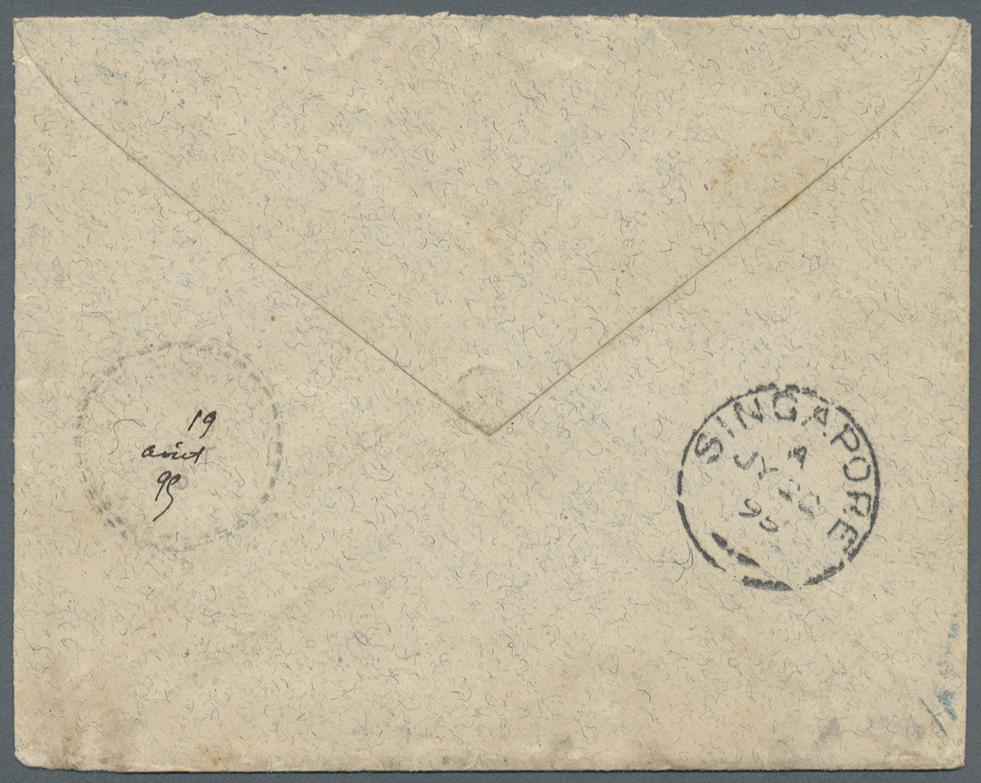 Br Französisch-Indochina: 1895. Envelope Addressed To France Bearing Indo-China SG 13, 25c Black/rose Tied By 'Ligne De - Lettres & Documents