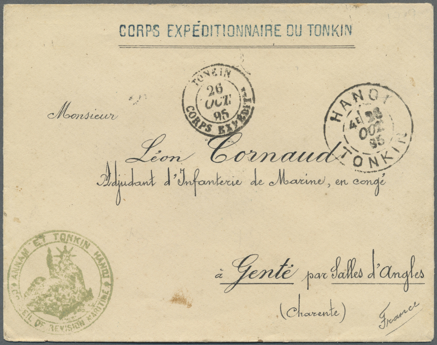 Br Französisch-Indochina: 1895. Stamp-less Military Mail Envelope Addressed To France Headed 'Corps Expeditionnaire Du T - Covers & Documents