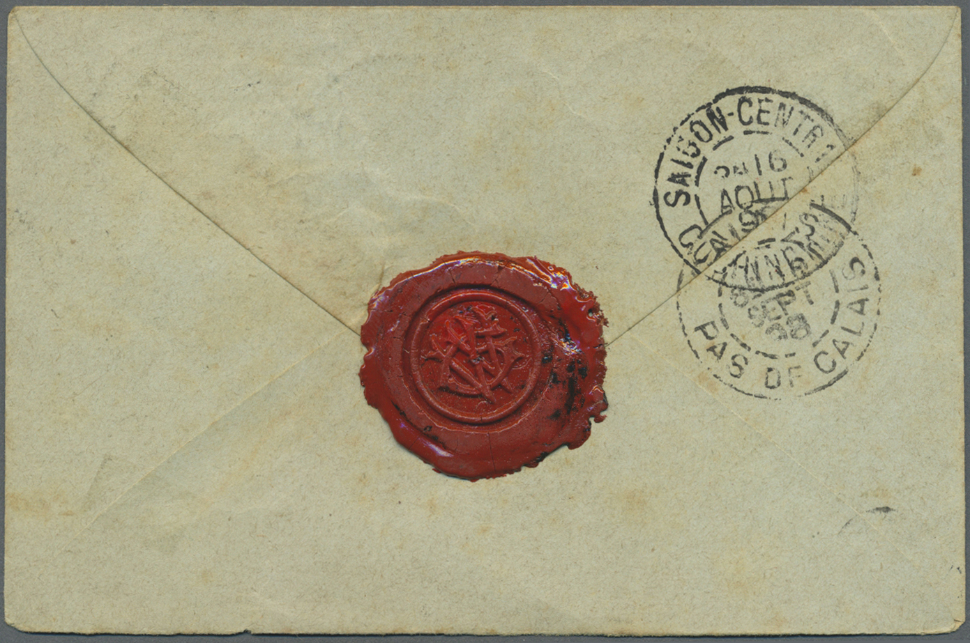 GA Französisch-Indochina: 1896. Sealed Postal Stationery Envelope 15c Blue Upgraded With French Lndo-China SG 10, 10c Bl - Lettres & Documents