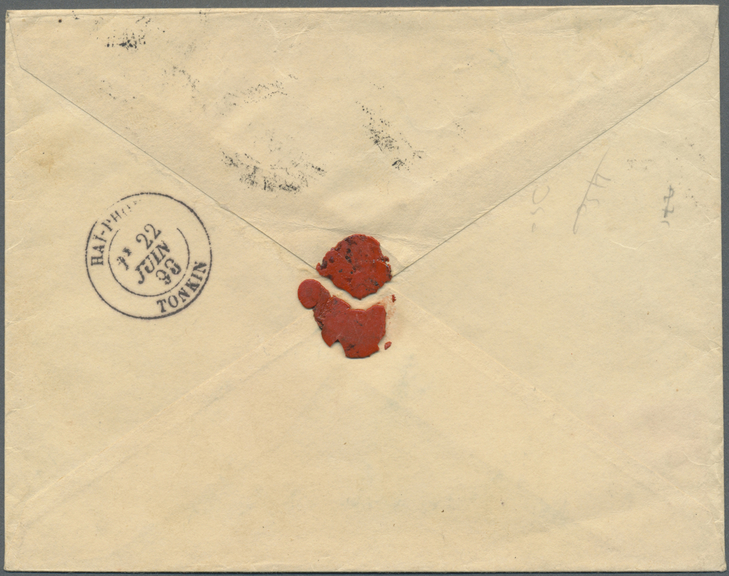 Br Französisch-Indochina: 1898. Envelope Addressed To Hanoi Bearing French General Colonies Yvert 49, 5c Green (cornerfa - Lettres & Documents