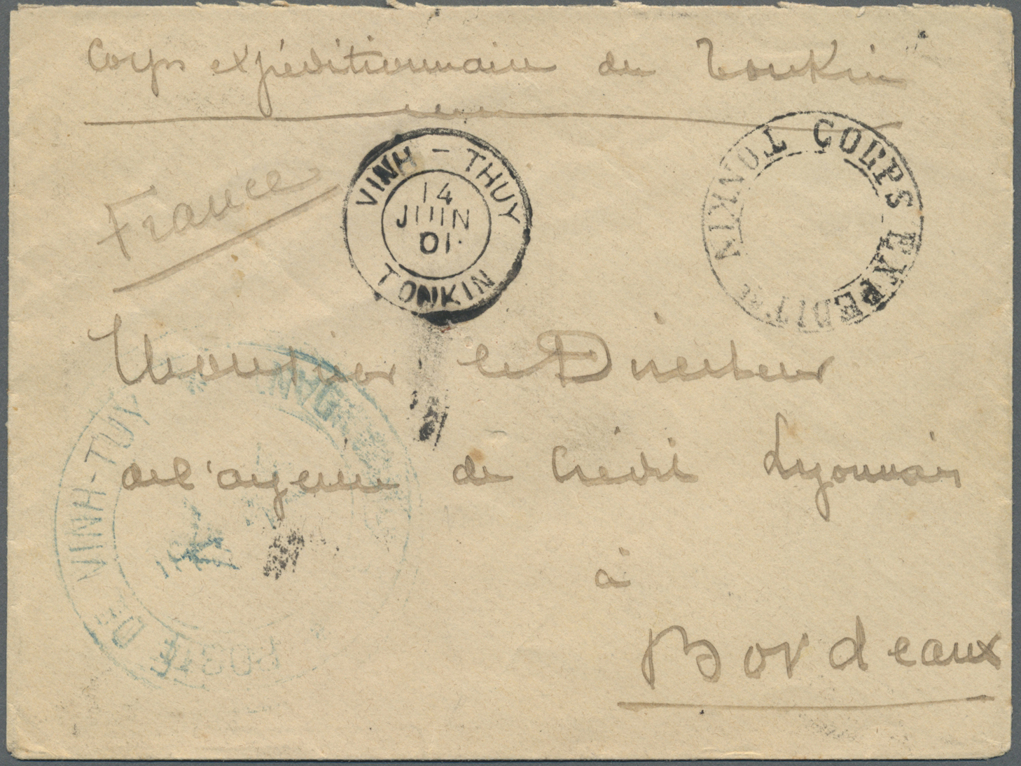 Br Französisch-Indochina: 1901. Military Mail Envelope Endorsed 'Corps Expeditionnaire Du Tonkin' Addressed To France Ca - Lettres & Documents