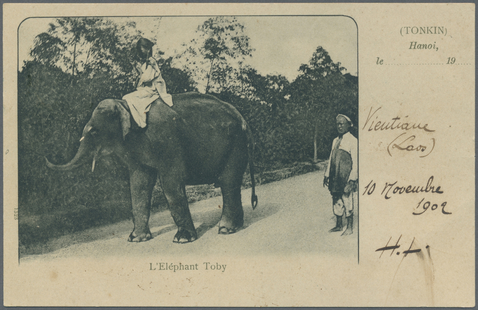 Br Französisch-Indochina: 1902. Picture Post Card Of 'Toby The Elephant' Addressed To France Bearing French Indo-China S - Covers & Documents