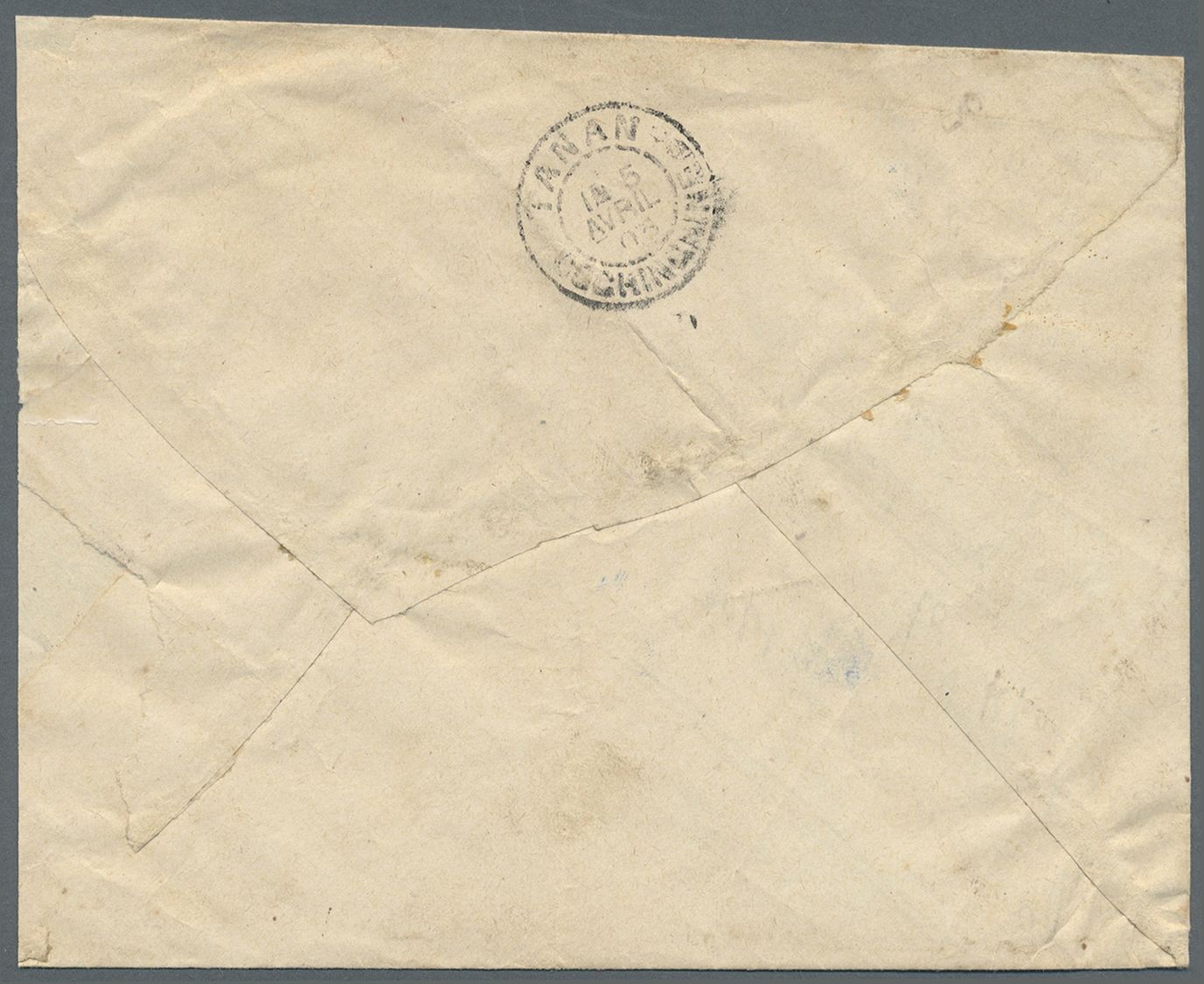 Br Französisch-Indochina: 1903. Stampless Envelope (creased, Vertical Fold And Shortened At Right) Written From Shono-Ho - Covers & Documents