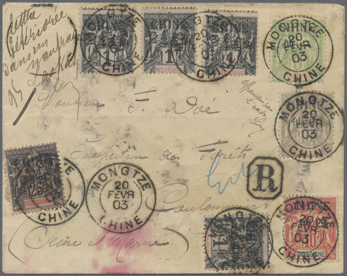 Br Französisch-Indochina: 1903. Registered Envelope Addressed To France Bearing Lndo-China Post Office SG 1, 1c Black/az - Covers & Documents