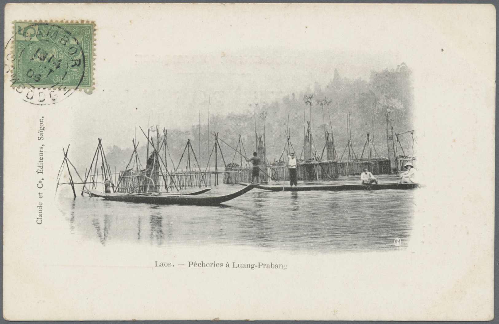 Br Französisch-Indochina: 1903. Picture Post Card Of 'Fishing Boats On The Mekong, Luang Prabang, Laos' Addressed To Fra - Covers & Documents