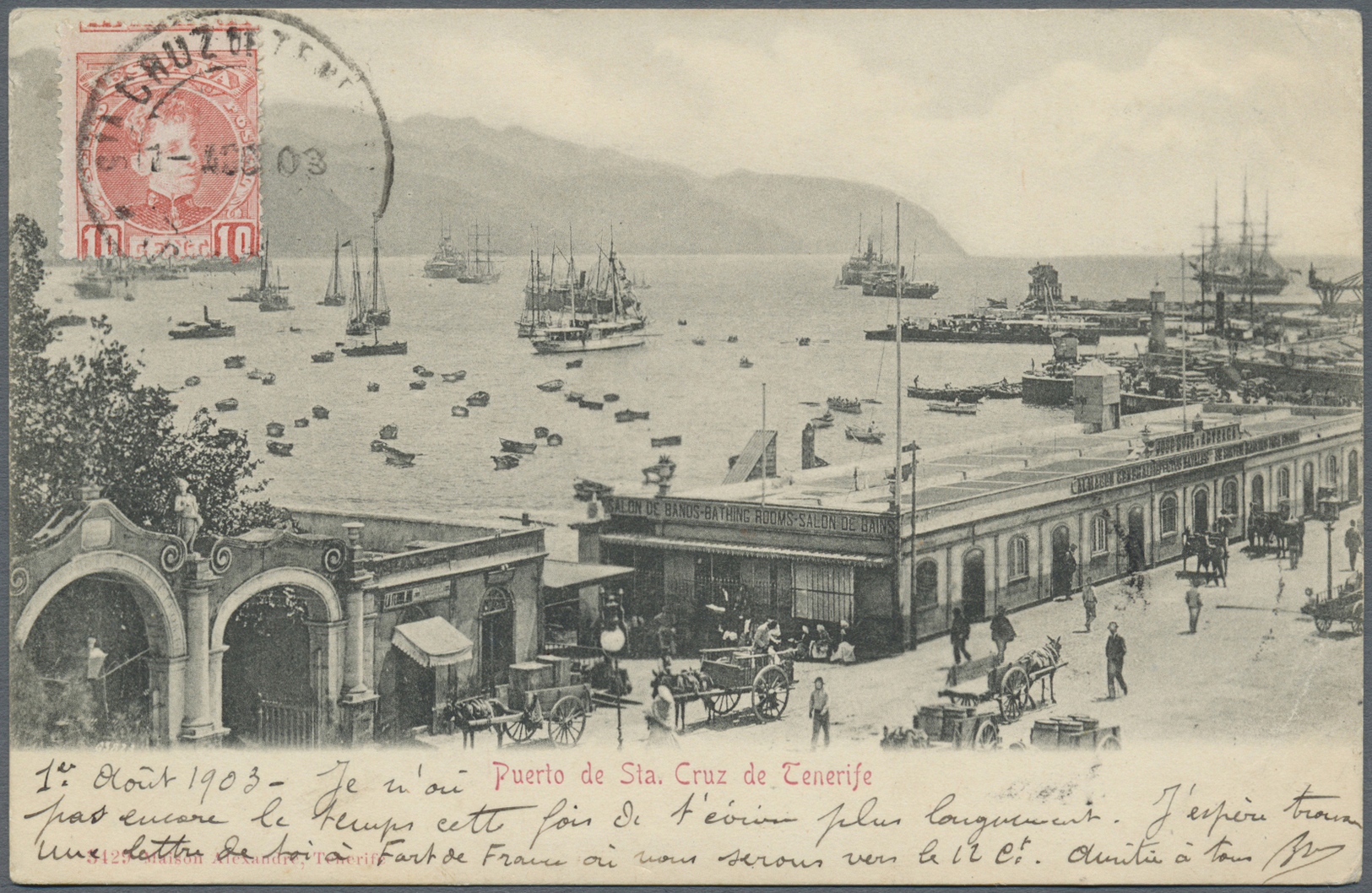 Br Französisch-Indochina: 1903. Picture Post Card Of 'Santa Cruz De Tenerife' Addressed To Hanoi, Tonkin Bearing Spain Y - Lettres & Documents