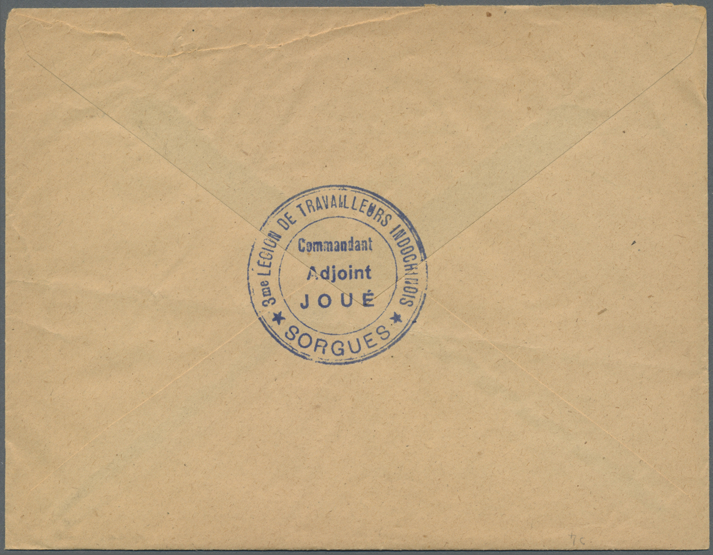 Br Französisch-Indochina - Portomarken: 1942. Military Mail Envelope Cancelled By Sorgues Date Stamp With Boxed 'FM.' An - Timbres-taxe