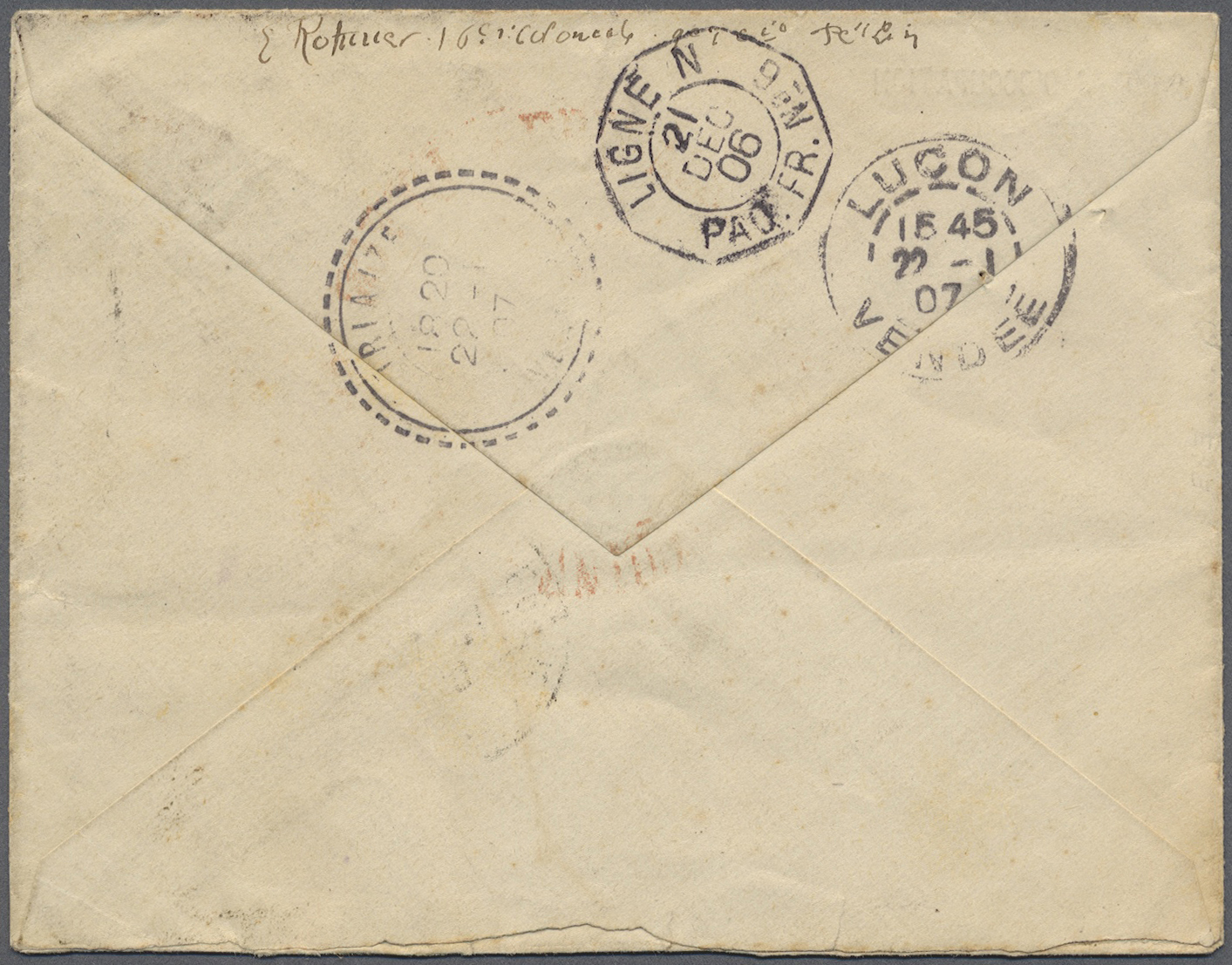 Br Französisch-Indochina - Postämter In Südchina: 1906. Military Envelope Headed 'Corps D'Occupation/de Chine' Addressed - Autres & Non Classés