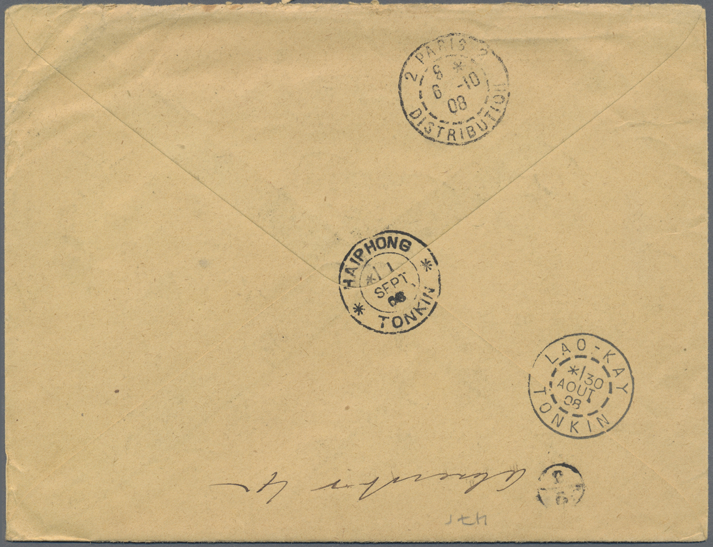 Br Französisch-Indochina - Postämter In Südchina: Yunnan, 1908. Registered Envelope Addressed To Paris Bearing Yunnan-Fo - Autres & Non Classés