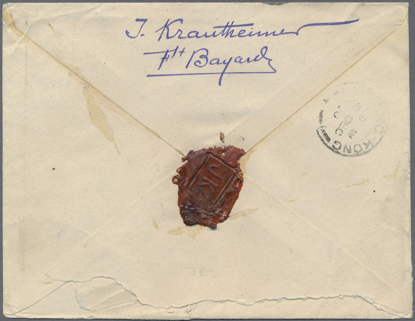 Br Französisch-Indochina - Postämter In Südchina: Kouang-Tcheou, 1920. Envelope (roughly Opend At Bottom) Headed 'Gouver - Autres & Non Classés