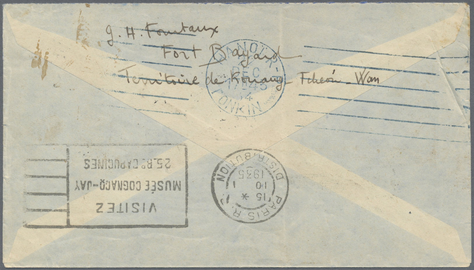 Br Französisch-Indochina - Postämter In Südchina: Kouang-Tcheou, 1934. Air Mail Envelope Addressed To France Bearing Ind - Other & Unclassified