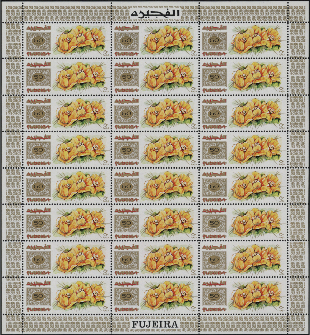 ** Fudschaira / Fujeira: 1969, Flowers, Perforated Issue, 25dh. To 5r., Complete Set Of Nine Values Each As Sheet Of 24 - Fujeira