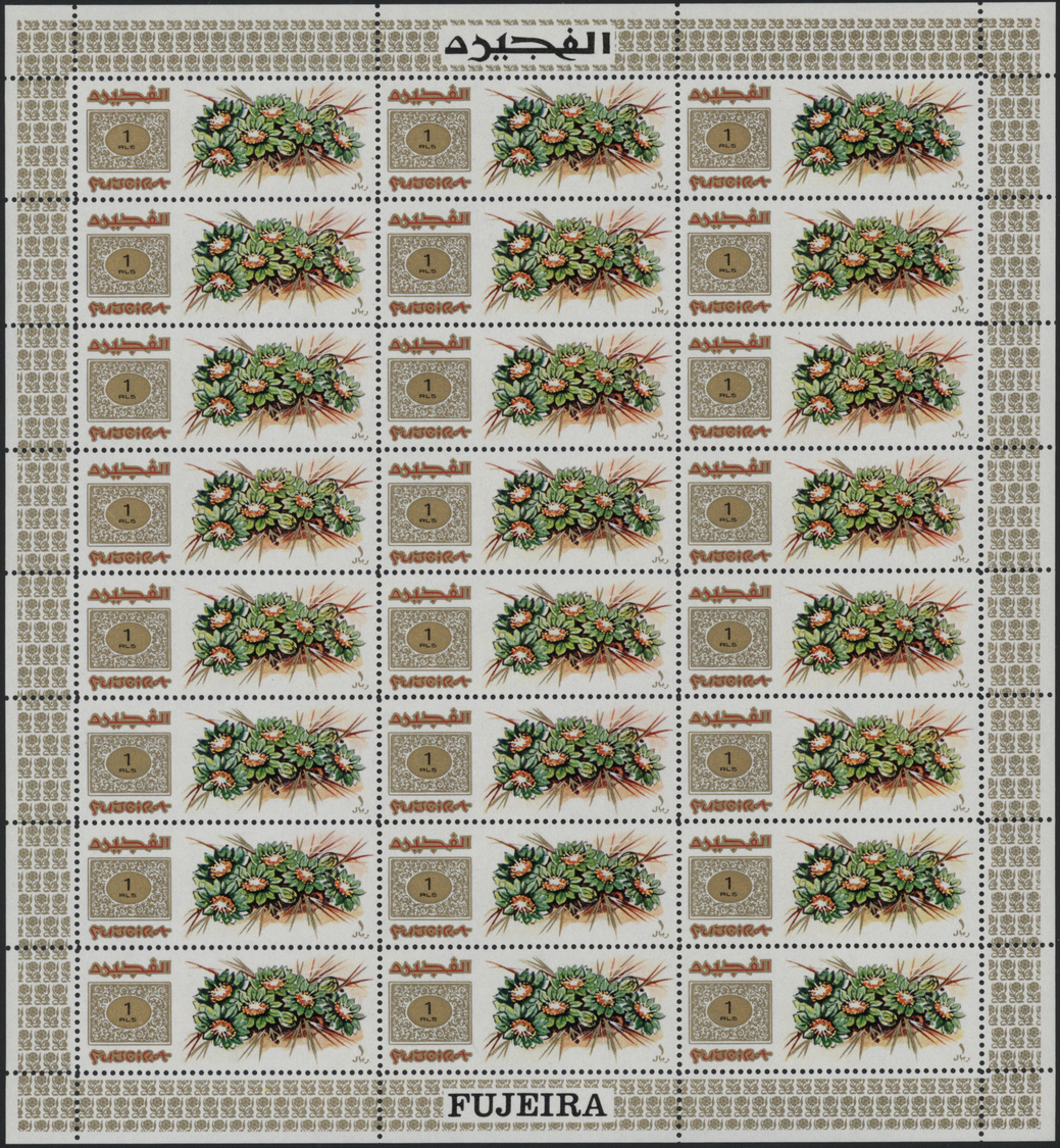 ** Fudschaira / Fujeira: 1969, Flowers, Perforated Issue, 25dh. To 5r., Complete Set Of Nine Values Each As Sheet Of 24 - Fujeira