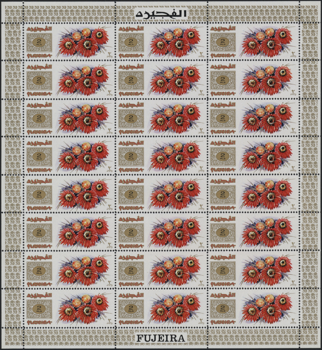 ** Fudschaira / Fujeira: 1969, Flowers, Perforated Issue, 25dh. To 5r., Complete Set Of Nine Values Each As Sheet Of 24 - Fujeira