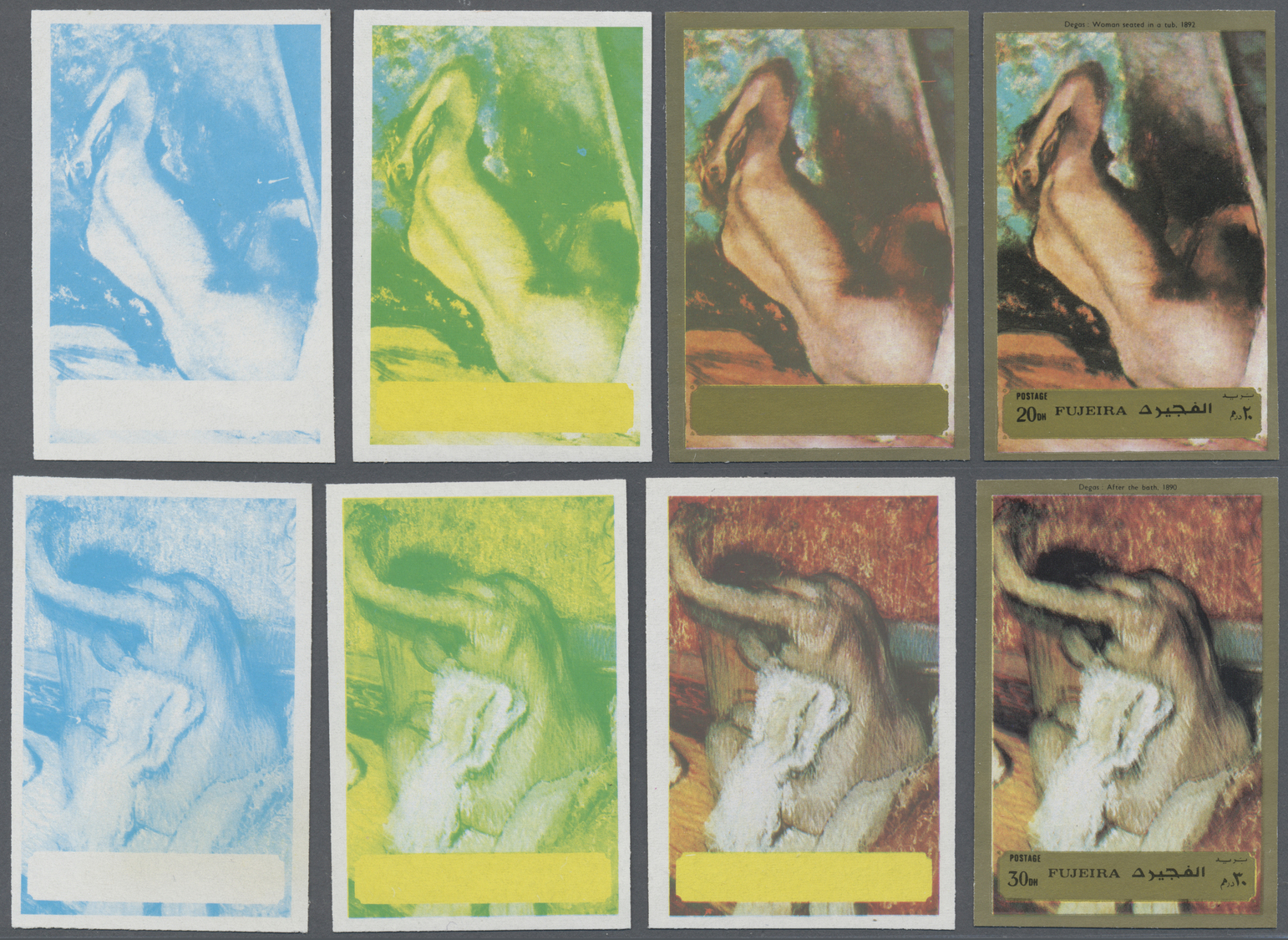 ** Fudschaira / Fujeira: 1972, Nude Painting (Titian, Picasso, Degas), Two Sets Of Six Values With Four Imperforate Stag - Fujeira