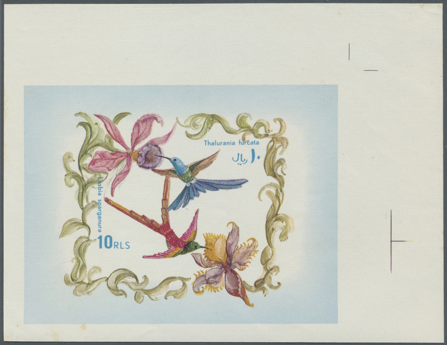 (*) Fudschaira / Fujeira: 1972, Souvenir Sheet 10r. "Colibri", Two Imperf. Stage Proofs Incl. Final Design, On Ungummed - Fujeira