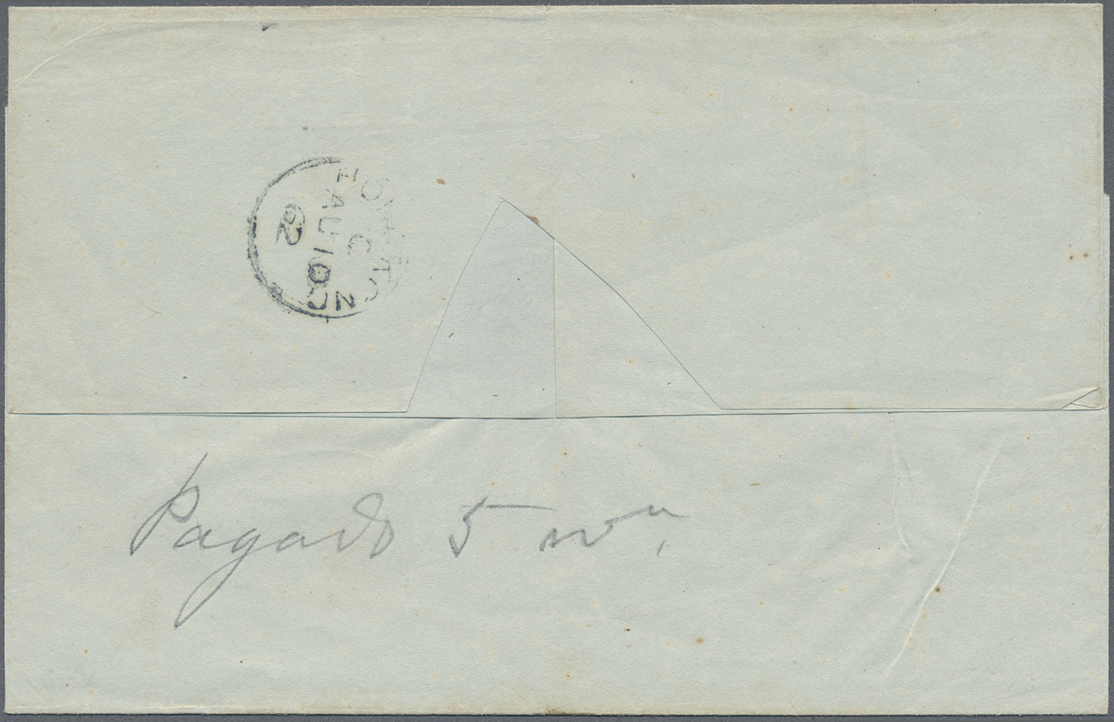 Br Hongkong: 1862. Stampless Envelope Addressed To 'Jose Matia, Care Of M. Power, Gibraltar' Cancelled By Hong Kong Date - Autres & Non Classés