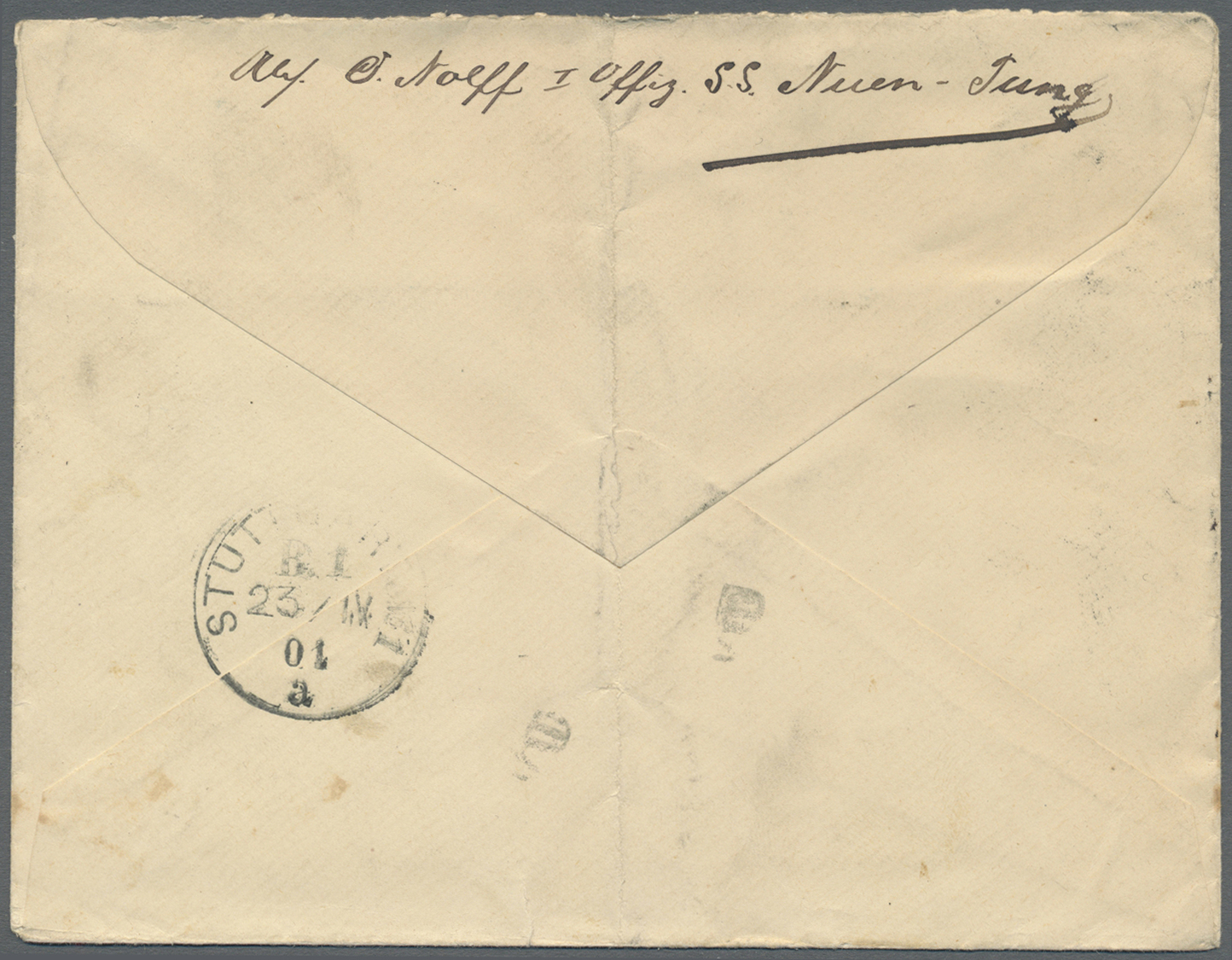 Br Hongkong: 1891/1900, QV 20 C./10 C. And 10 C. Ultra Tied "HONG KONG F MR 22 01" To Registered Cover To Stuttgart/Germ - Other & Unclassified