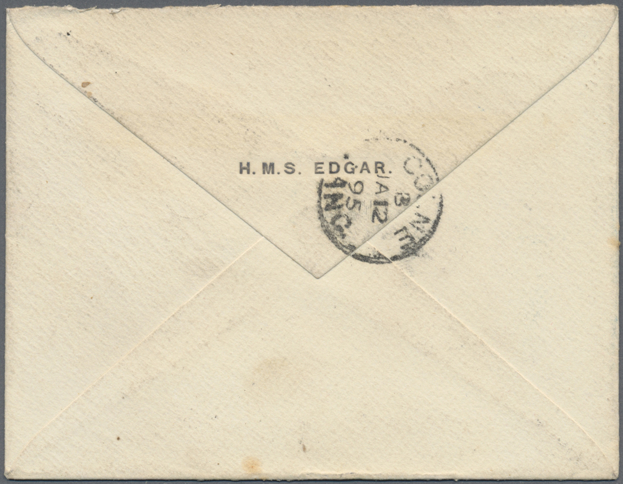 Br Hongkong: 1894. Envelope Addressed To England Written From H.M.S. Edgar At Chefoo Routed Via Hong Kong Bearing SG 38, - Autres & Non Classés