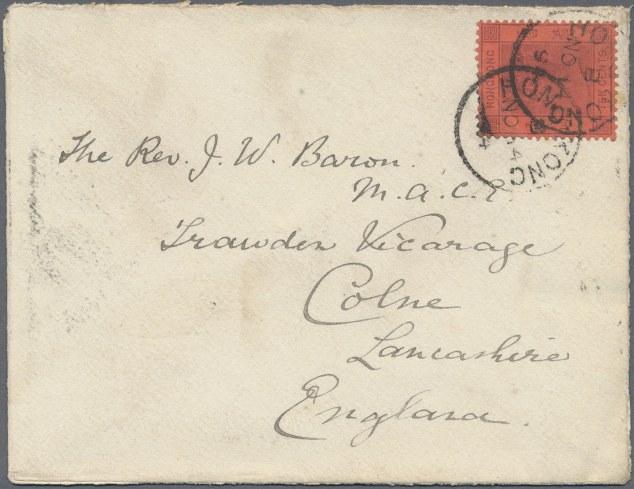 Br Hongkong: 1894. Envelope Addressed To England Written From H.M.S Edgar At Chefoo Routed Via Hong Kong Bearing SG 38, - Autres & Non Classés