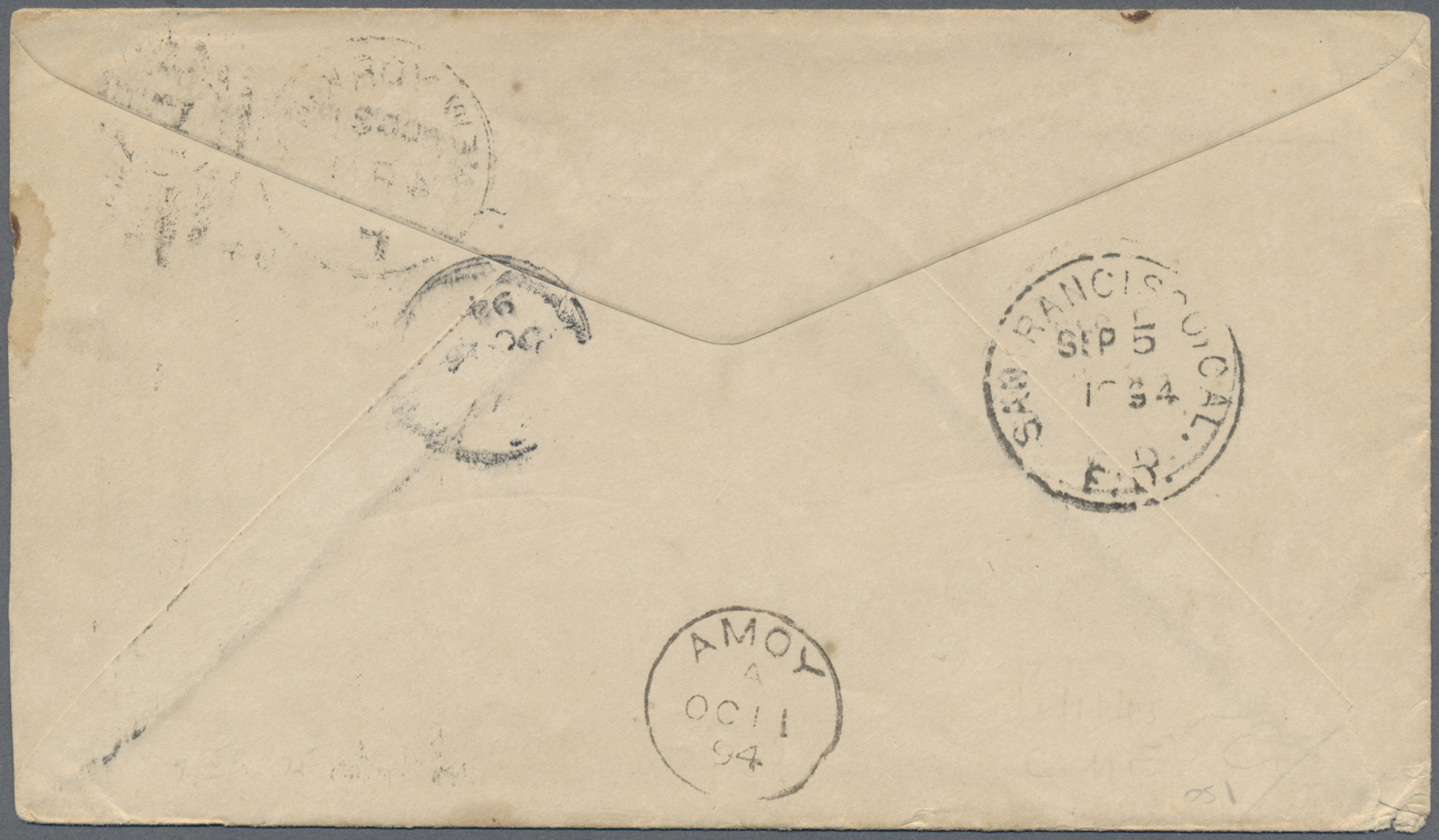 Br Hongkong: 1894. Envelope Addressed To Amoy, China Bearing 'Webster' Scott 226, 10c Blue/green Tied By New York/F Dupl - Other & Unclassified