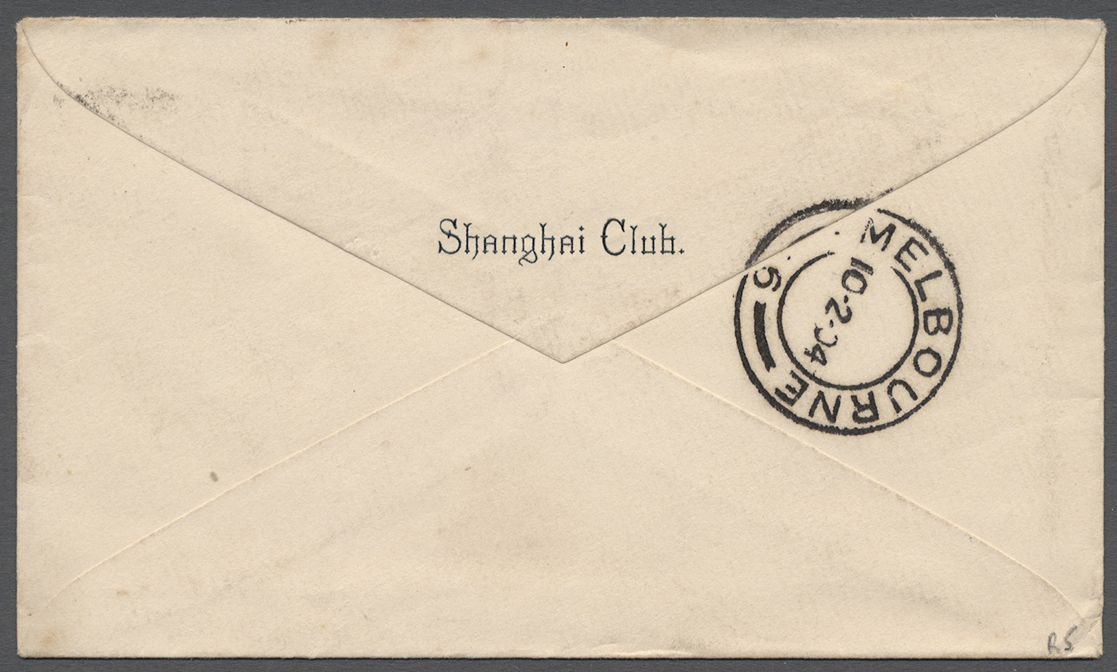 Br Hongkong: 1904, Cover From The Shanghai Club To Melbourne/AUSTRALIA, Franked With 1900 QV 2c Green And Pair Of 1903 K - Autres & Non Classés