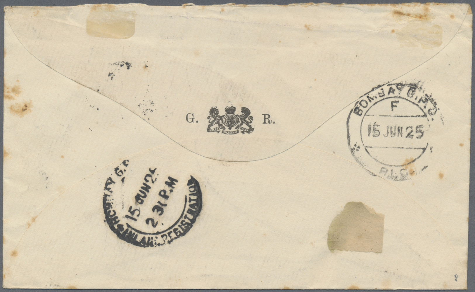 Br Hongkong: 1925. Registered Envelope (a Few Spots) From The 'General Post Office, Hong Kong' Headed 'On His Majesty's - Autres & Non Classés