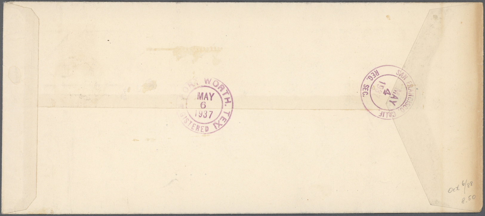 Hongkong: 1937, KGV $3 Tied "HONG KONG 29 AP 37 AIR (R) MAIL" To Registered Air Mail Cover FFC Clipper First Flight HK-T - Autres & Non Classés