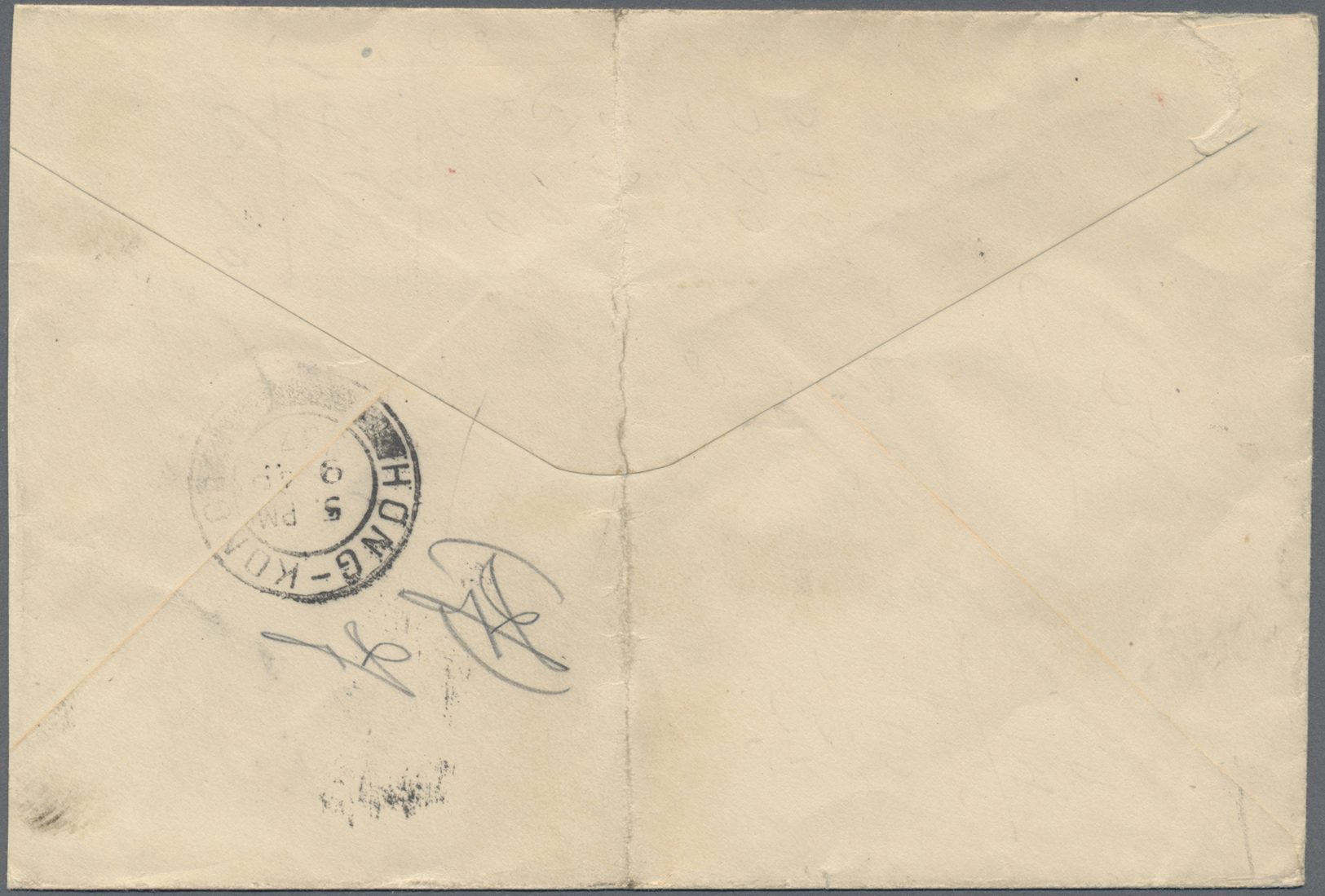 Br Hongkong: 1937. Envelope (vertical Fold, Shortened At Right) Addressed To The United States·bearing SG 121, 5c Violet - Autres & Non Classés