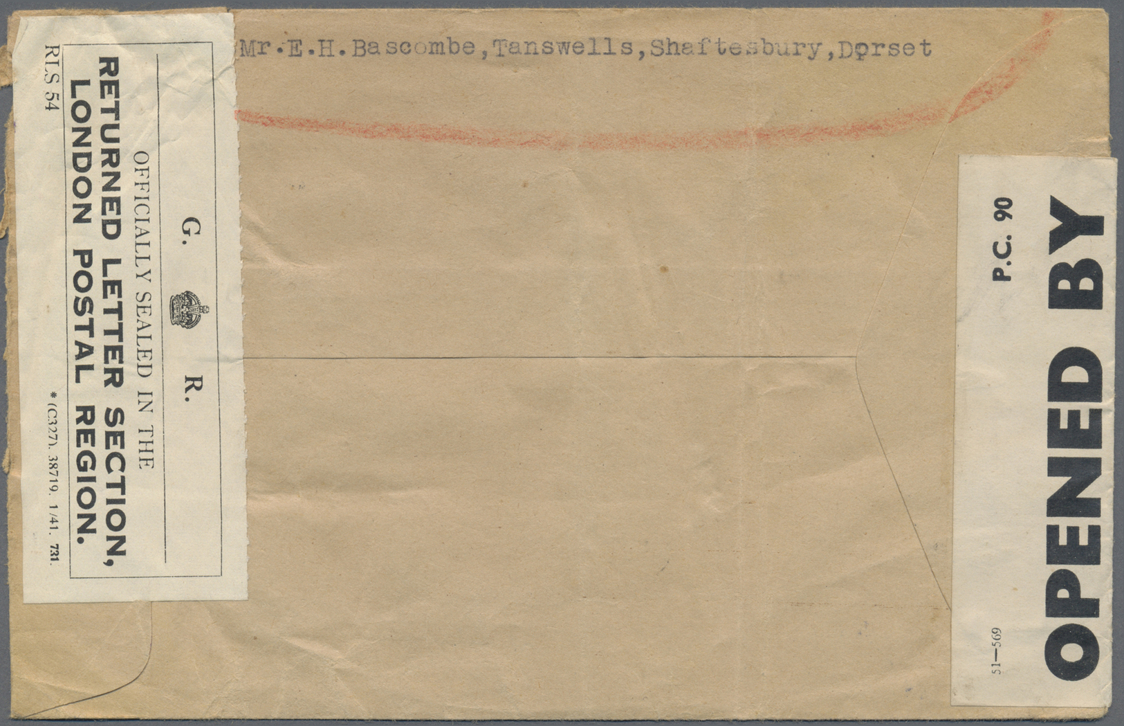 Br Hongkong: 1945. Stamp-less Envelope (creased) Written From Shaftesbury, Dorset Headed 'Prisoner Of War Post./Service - Autres & Non Classés